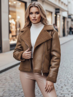 Dámska semišová bunda SOFTSTILL s podšívkou z ovčej kože, ťavia farba, (ty4747z)