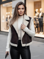 Dámska semišová vesta s ovčou kožou WOOLZIP hnedá (ty4746z)