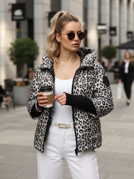 Dámska prechodná bunda s leopardím vzorom, biela (ty5548)
