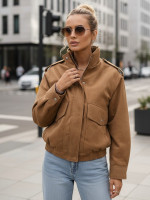 Dámska semišová bomber bunda v ťavej farbe (ty5572)