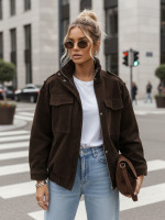 Dámska čokoládová semišová bomber bunda (ty5577)
