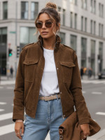 Dámska semišová bomber bunda v ťavej farbe (ty5578)