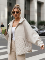 Dámska prechodná oversize bunda s kapucňou ecru (ty5592)