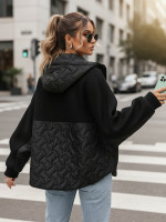 Dámska prechodná oversize bunda s kapucňou, čierna (ty5594)