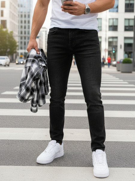 Pánske slim fit džínsy čiernej farby (ux4483)