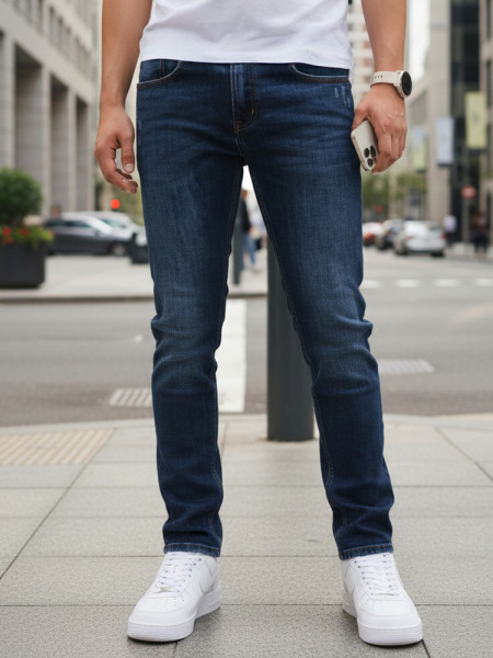 Pánske slim fit džínsy tmavomodré (ux4479)