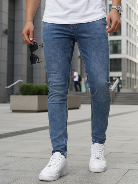 Pánske slim fit džínsy modré  (ux4481)