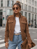 Dámska semišová bomber bunda svetlohnedá (ty5644)