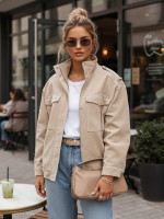 Dámska béžová semišová bomber bunda  (ty5653)