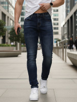 Pánske skinny džínsy tmavomodré (ux4491)