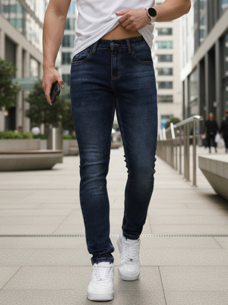 Pánske skinny džínsy tmavomodré (ux4491)