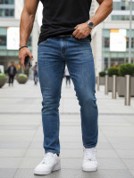 Pánske slim fit džínsy s opaskom, modré (ux4485)