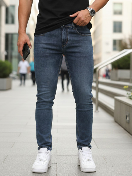 Pánske slim fit ležérne modré džínsy (ux4486)