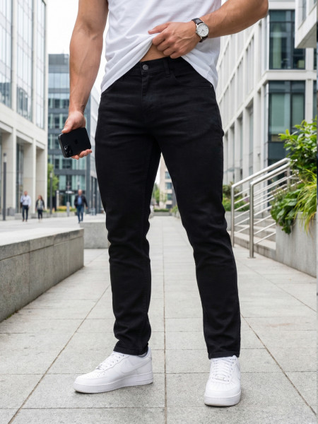 Pánske slim fit džínsy čiernej farby (ux4494)
