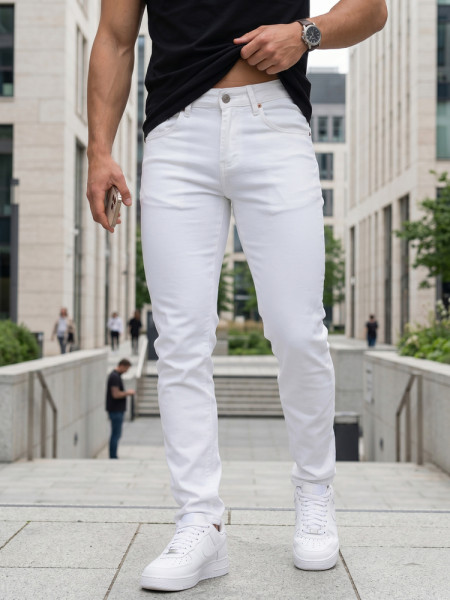Pánske slim fit ecru džínsy (ux4500)