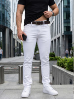 Pánske slim fit džínsy s opaskom, biele (ux4498)