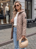 Dámska prešívaná bunda s kapucňou, béžová (ty5767)