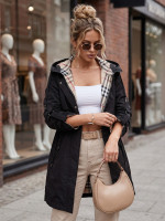 Dámska prechodná parka s kapucňou, čierna (ty5833)