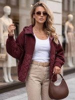 Dámska prechodná oversize bunda s kapucňou, bordová  (ty5916)