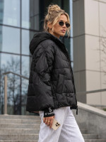 Dámska prešívaná bunda s kapucňou, čierna (ty5759)