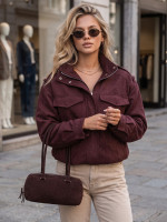 Dámska semišová bomber bunda v bordovej farbe (ty5915)