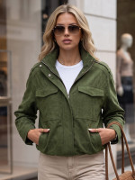 Dámska zelená semišová bomber bunda (ty5959)