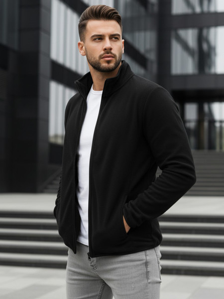 Pánska mikina na zips čierna (bx4771)