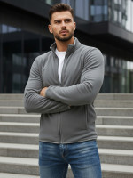 Pánska mikina na zips sivá (bx4773)
