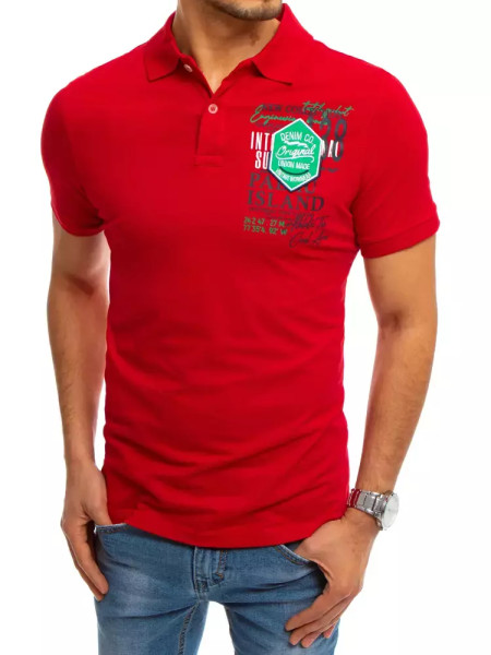 Červené polo tričko s potlačou (px0367)